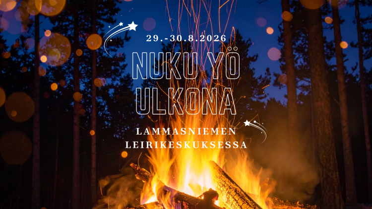 Nuku yö ulkona mainoskuva, nuotio palaa ulkona pimeässä